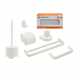 Ensemble de salle de bain Imma Series 8 pièces blanc, longueur 60 cm, avec barre porte-serviettes et porte-savon pour salles de bain - Product Image 3