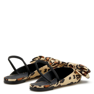 Popular Style Pointed Toe <strong>Leopard</strong> <strong>Flat</strong> <strong>Shoes</strong> Bow Slippers with Lace-up Heels for Lady - Product Image 6