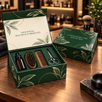Boîte rigide magnétique personnalisée pour le soin de la barbe, emballage cadeau imprimé CMYK avec logo en feuille d'or