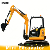 Mini-excavatrice 1 tonne, petite excavatrice sur chenilles, excavatrice hydraulique compacte, mini-machine de terrassement
