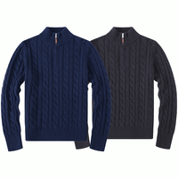Pull en maille brodé pour homme – Polo d'hiver personnalisé en coton avec quart de zip – Luxe décontracté pour homme