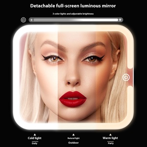 Grande trousse de maquillage carrée à double face magnétique avec lumière LED, finition bronze, <span class=keywords><strong>miroir</strong></span> de maquillage pliable et détachable, grande capacité - Product Image 4