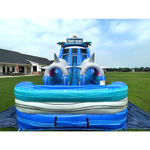 Toboggan aquatique gonflable géant commercial, toboggan aquatique gonflable en PVC, toboggans aquatiques gonflables à deux voies pour les jeux aquatiques d'été - Product Image 4
