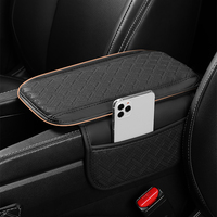 Coussin d'accoudoir de voiture en cuir perforé pour longs trajets, coussin de console centrale avec poche pour téléphone, soulagement de la fatigue, pour BMW Toyota Honda