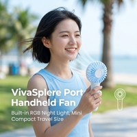 Ventilateur portable LED 4 vitesses rechargeable VivaSphere 2026, mignon, USB, en plastique, pour extérieur, personnalisé