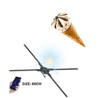 Livraison rapide ventilateur 3d hologramme 80cm 4 lames grand hologramme 3d affichage publicitaire ventilateur led Mobile Wifi 3d hologramme projecteur ventilateur