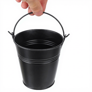 Cubo de Metal Negro con Asa, Cubo de Almacenamiento Multiusos Resistente para el Hogar, Cocina, Jardín, Baño, Eventos, Escuela, Fiestas - Product Image 2