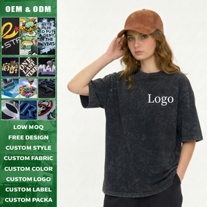 Camisetas Personalizadas de Algodón 100% Tejido para Hombre, Oversize, 240gsm, Teñidas con Técnica Ice Dyed, Estilo Streetwear, Venta al por Mayor, OEM, Impresión DTG - Product Image 2