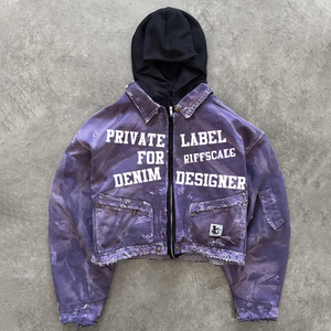 DiZNEW メンズカスタムジージャン ジップアップ セルビッチデニムジャケット オム フード付きファッションジャケット メンズ 中国から一括購入 - Product Image 1