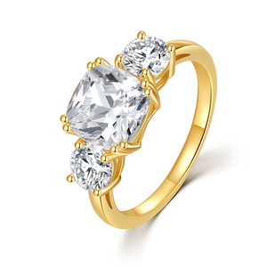 Bague de fiançailles de luxe en argent sterling S925 avec trois pierres ovales en moissanite, tendance, élégante, pour femme - Product Image 1
