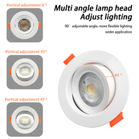 Spot de plafond moderne LED 3 CCT AC100-240V 7W avec interrupteur rotatif 3 positions IP20 réglable à 90 degrés en plastique et aluminium léger