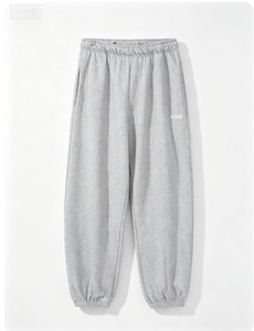 Pantalon de survêtement en coton pour homme, taille élastique, coupe décontractée, poids moyen, pour l'automne, avec logo sur la jambe droite - Product Image 4