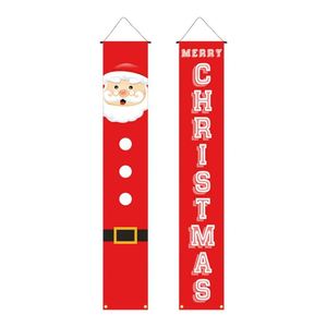 Bannière de Noël en couplet, motif Père Noël, décoration à suspendre pour cadre de porte, en polyester/PVC, longue forme rectangulaire 30*180cm, 2 pièces/ensemble - Product Image 2