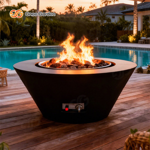 Gnee Garden Modern Outdoor Bioethanol <b>Fire</b> Pit Powder Coated Metal Freestanding for Patio Heating - Product Image 6