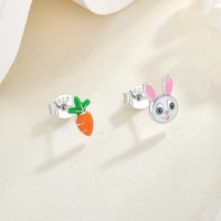 Boucles d'oreilles clous YILUN en argent sterling 925, lapin mignon et carotte en émail, hypoallergéniques pour femmes et enfants, bijoux en gros