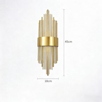 JACKSUN tempat lilin dinding LED, lampu dinding Titanium mewah Modern kristal emas 17.7 inci disikat, lampu dinding lorong samping tempat tidur tangga