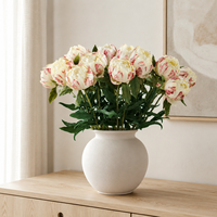 Fleur de pivoine artificielle au toucher réel, tige de pivoine en caoutchouc souple pour mariage, décoration florale pour la maison et les fêtes, vente en gros