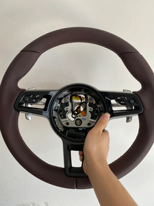 Volant en carbone tissé brillant, cuir Nappa doux pour la peau, plusieurs couleurs de surpiqûres personnalisées pour <span class=keywords><strong>Porsche</strong></span> - Product Image 3