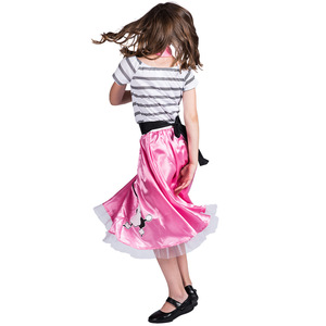 Disfraz de caniche rosa para niñas, falda satinada de corte A, vestido de fiesta de Halloween, talla 6-8 - Product Image 5