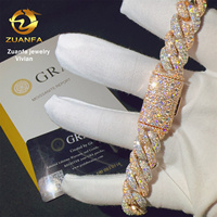 Bracelet chaîne cubaine Miami en argent sterling 925 avec diamants en moissanite VVS de 12 mm, serti en mosaïque, style hip-hop