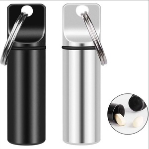 Aluminum Metal Medicine Capsule Bottle Key chain Organizer Pill Holder Storage Box Container Outdoor Pocket Waterproof Pill Case