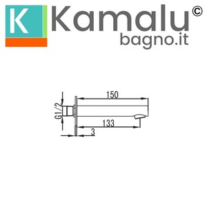 Orian Kamalu Bañera de latón cromado montada en la pared Jet Whirlpool Característica Producto de baño de lujo - Product Image 3