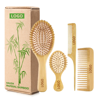 Sikat dayung rambut kayu bambu organik mewah sisir pijat kulit kepala sikat anti kusut pegangan kayu alami kustom untuk pertumbuhan rambut