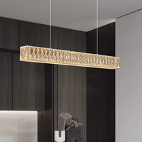 Lustre de restaurant, lampe en cristal de luxe, design créatif, moderne, minimaliste, élégant, long, pour table de bar, salle à manger