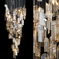 Lustre en cristal style Baccarat, grand modèle de luxe sur mesure pour villa, escalier, hall d'hôtel, projet d'ingénierie