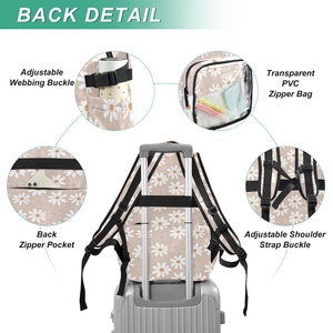 25L Custom Print Khaki Daisy Floral Travel <b>Rucksack</b> Teenager Students Children Girls Boys School Backpack with PVC Pocket - Product Image 3