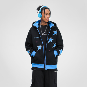 Wholesale Men's Winter Hoodies 100% Cotton Heavy Weight OEM Towel Embroidery Oversized Fit Zipper-Up - Product Image 3