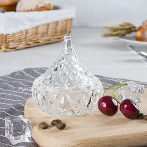 Özel logo şeffaf cam şeker aperatif pot antik cam kapaklı kavanoz için düğün
