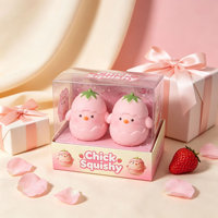 Jouet anti-stress en argile souple en forme de poussin fraise rose croustillante, lot en vrac avec son de craquement satisfaisant pour le soulagement du stress