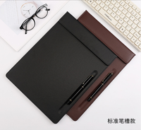 Classeur en cuir pour bureau d'hôtel Taille A4-Clip magnétique enregistrable pour tableau de réunion-Logo personnalisable Cadeau promotionnel