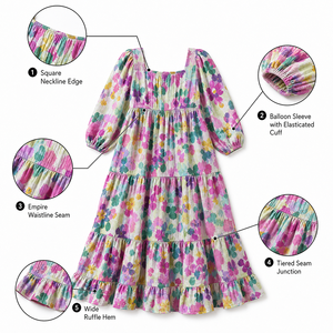 Robe longue évasée à imprimé floral pour femme, douce au toucher, à manches longues, pour occasions spéciales, automne-hiver, robe de soirée pour femme - Product Image 2