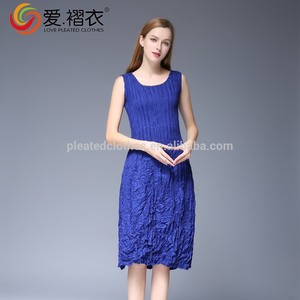 Nuovo Prodotto Casuale Pieghettato Forma di Foglia Abito Senza Maniche Delle Donne del Vestito - Product Image 3