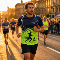 T-shirt de course personnalisé pour marathon, impression numérique, respirant, séchage rapide, manches courtes, pour hommes et femmes, sport, ODM OEM, Cool Dry