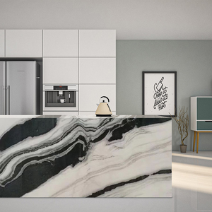Panda White Marble Natural Stone Polished Slabs Countertop Modern Water Resistant Hotel Lobby Villa Art Gallery Floor <b>Tiles</b> - Product Image 1