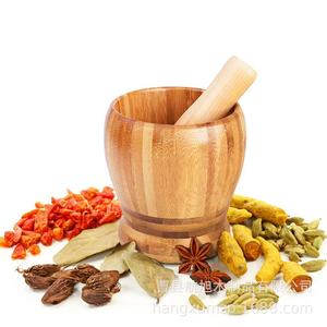 Bamboo Mortar And Pestle Manual <b>Herb</b> Spice <b>Grinder</b> For Home Use Durable Wooden Grinding Tool - Product Image 1