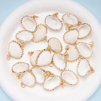 Pendentif coquillage naturel, coquille d'ormeau, coquille Saint-Jacques à bord doré, pour bijoux DIY, bracelet, carillon éolien, collier pour femmes et hommes