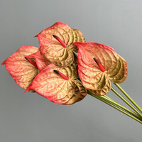 Bunga Artificial PU Anthurium Tekstur 3D Kecil Putih Bird of Paradise Bunga Lotus Dekorasi Rumah Rangkaian Bunga Hias