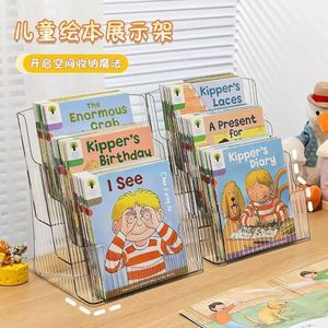 <b>Childrens</b> Picture Book Display Rack 3 Tier Transparent Acrylic <b>Storage</b> Organizer For Books <b>Desk</b> Use - Product Image 1