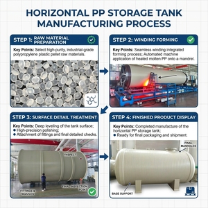 Réservoir en plastique PP horizontal pour le stockage de produits chimiques, résistant aux acides, en polypropylène, pour le stockage de liquides industriels - Product Image 3