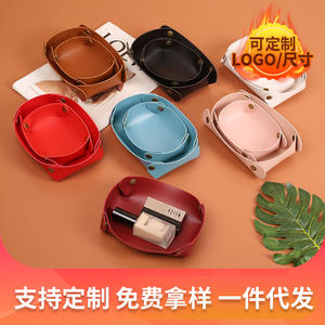 Plateau de rangement en cuir ovale noir pliable pour bijoux et clés, organisateur de bureau sur pied sans couvercle - Product Image 5