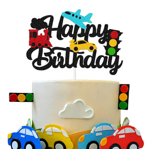 Décoration de gâteau de voiture de <span class=keywords><strong>train</strong></span> d'avion thème <span class=keywords><strong>transport</strong></span> décoration de fête d'anniversaire de bébé - Product Image 1