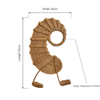 Décoration Nautique Côtière pour Maison de Plage, Artisanat en Corde de Jute Tressée à la Main et Coquillages, 50cm de Long, 30cm de Haut, 9mm d'Épaisseur