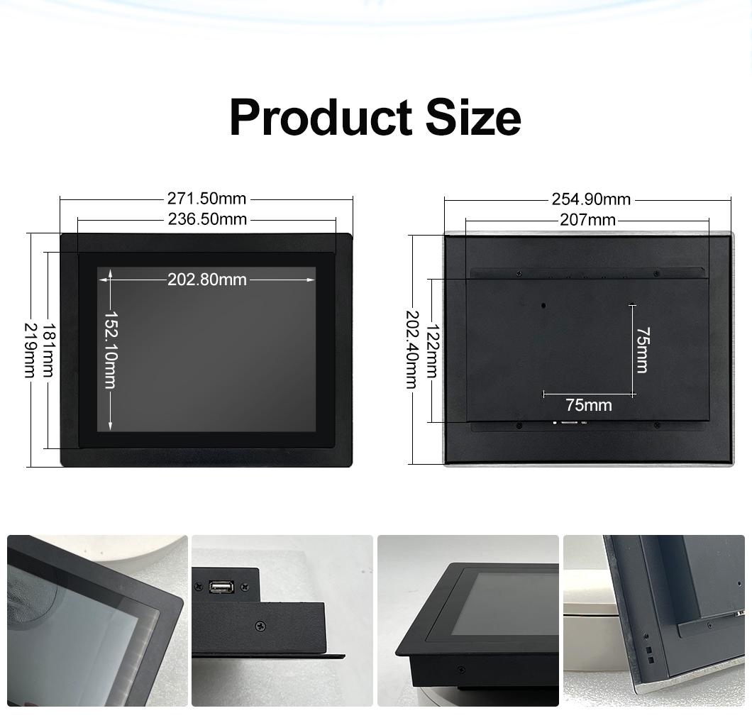 Wholesale Price 10/17 Inch Industrial Pure Flat Embedded Touch Screen PCAP EETI Capacitive Touchscreen Monitor Stock VESA Mount