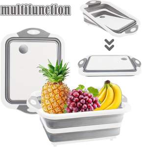 Planche à découper pliable 3 en 1, planche à découper pliable de voyage et panier de drainage pour légumes, planche à découper pliable - Product Image 4