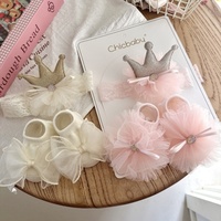 Adorable Gorro de Lana con Lazo y Flor, Gorro Suave para Proteger la Fontanela, Adecuado para Recién Nacidos, Conjunto de Gorro y Calcetines para Uso Diario