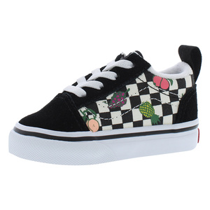 Zapatos Infantiles con Cordones Elásticos Estilo Retro, Talla 6, Color Cuadros Frutales/Negro, Modelo MSS-VN0005WUY28 - Product Image 1